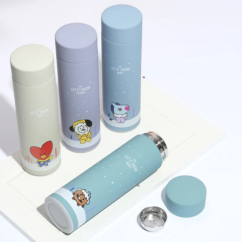 

500Ml Kpop Bt21 Peripheries Thermal Bottle Bt21 Anime Figures Chimmy Rj Stainless Steel Vacuum Flask Water Bottle Mug Thermocup