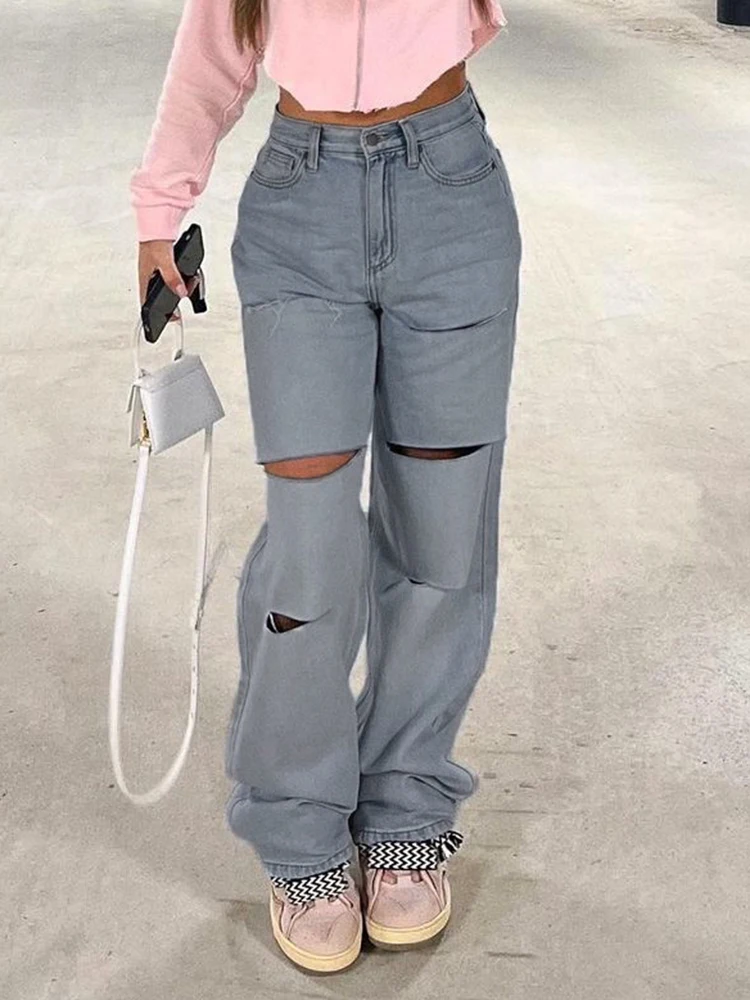 Женские рваные мешковатые джинсы в стиле Харадзюку, с высокой талией
Женские рваные мешковатые джинсы в стиле Харадзюку, с высокой талией