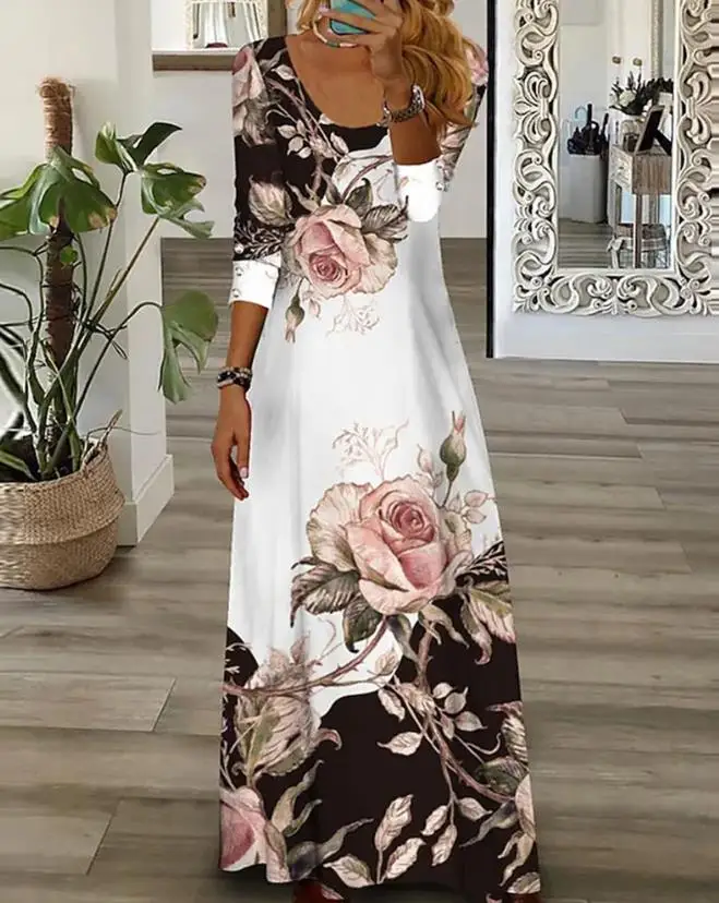 Women Summer Long Dress 2023 Casual Long Sleeve Boho Floral Print Maxi Dress Elegant Round Neck Vacation Dresses Vestidos
Women Summer Long Dress 2023 Casual Long Sleeve Boho Floral Print Maxi Dress Elegant Round Neck Vacation Dresses Vestidos