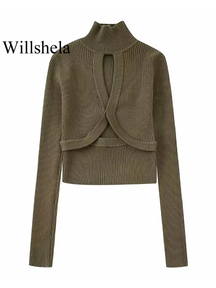 Willshela Women Fashion New Turtleneck Collar Split Hollow Out Design Short Knitted Sweater Female Chic Lady Pullover Tops
Willshela Women Fashion New Turtleneck Collar Split Hollow Out Design Short Knitted Sweater Female Chic Lady Pullover Tops