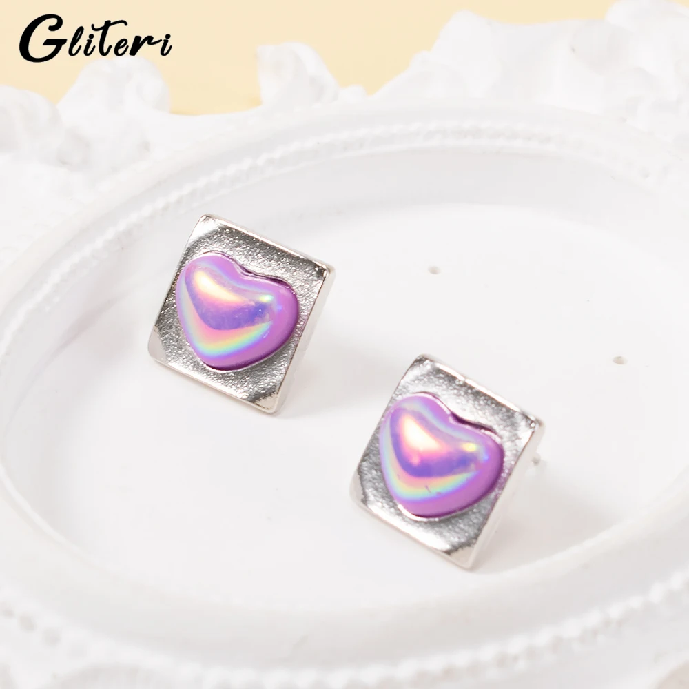 GEITERI 1Pair Korean Style INS Heart Earrings For Women Girls Silver Color Square Pink Love Stud Earring Trendy Jewelry Party
GEITERI 1Pair Korean Style INS Heart Earrings For Women Girls Silver Color Square Pink Love Stud Earring Trendy Jewelry Party