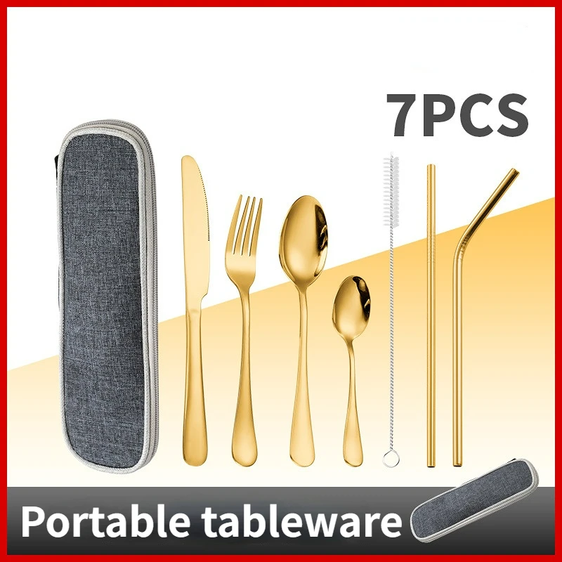 7Pcs Stainless Steel Cutlery Knife Fork Spoon Straw Travel Portable Cutlery Set Kitchenware
7Pcs Stainless Steel Cutlery Knife Fork Spoon Straw Travel Portable Cutlery Set Kitchenware
