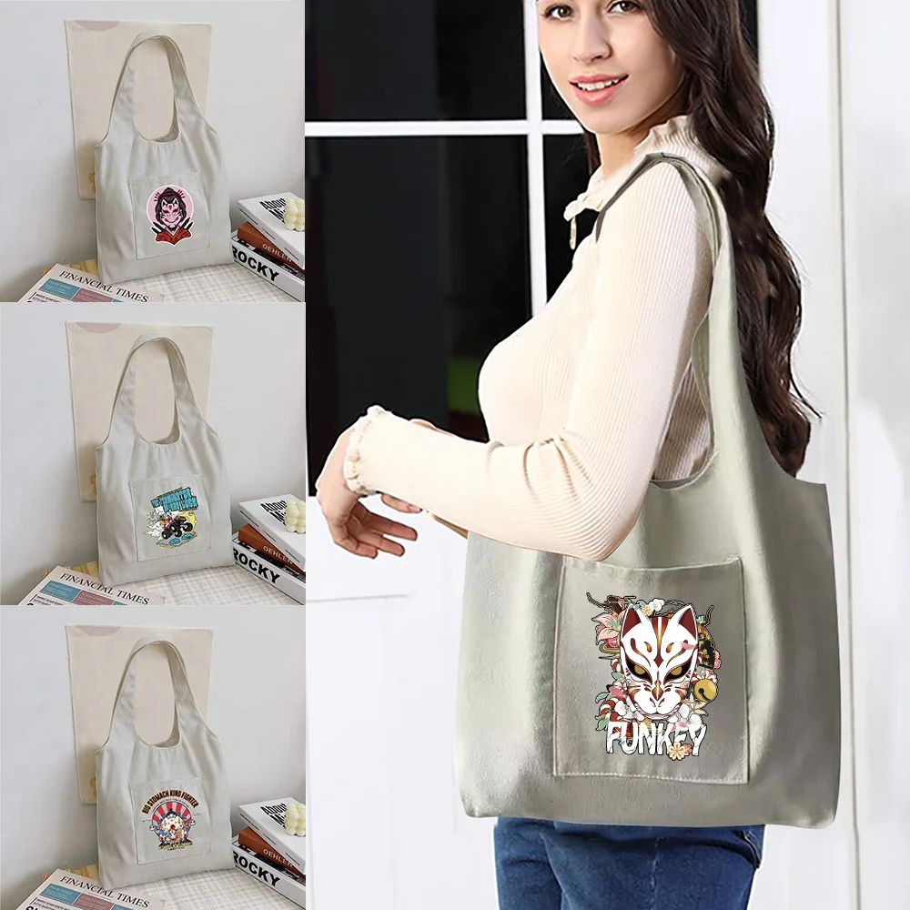 Foldable Shopping Bag Reusable Handbag Shopper Bag Casual Ladies Canvas Large Capacity Mask Print Shoulder Tote Bag
Foldable Shopping Bag Reusable Handbag Shopper Bag Casual Ladies Canvas Large Capacity Mask Print Shoulder Tote Bag