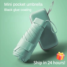 Mini Pocket Umbrella for Women Flat 6 Folding Uv Sunscreen Waterproof Sunproof Small Sunshade Rain and Sun Umbrella Guarda Chuva