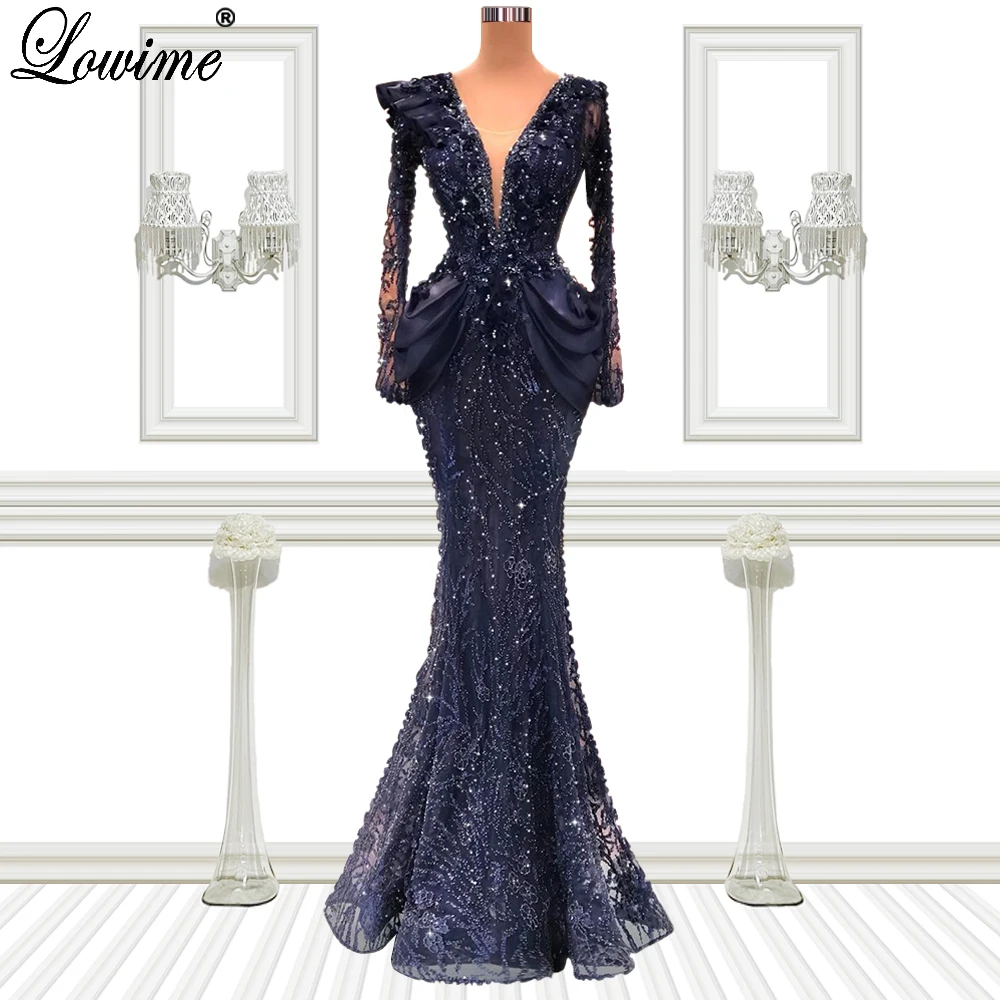 Dark Navy Blue Evening Dresses Long Sleeves Formal Evening Gowns Vintage Beaded Special Occasion Gowns For Women Robes Du Soir
Dark Navy Blue Evening Dresses Long Sleeves Formal Evening Gowns Vintage Beaded Special Occasion Gowns For Women Robes Du Soir