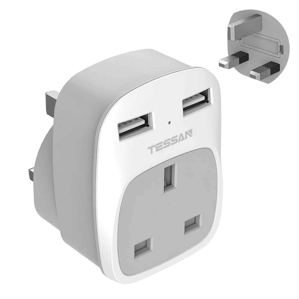 TESSAN UK Plug Travel Adapter Portable Mini Multiple Socket with 1 AC Outlet and 2 USB Ports Wall Charger Extender Power Adapter
TESSAN UK Plug Travel Adapter Portable Mini Multiple Socket with 1 AC Outlet and 2 USB Ports Wall Charger Extender Power Adapter
