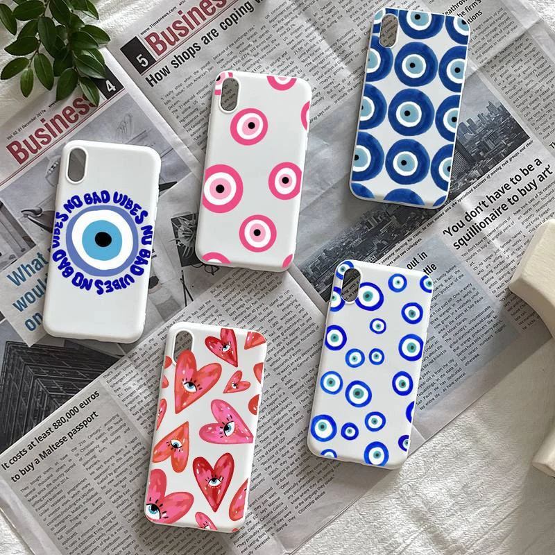 Lucky Eye Blue Evil Eye Print Phone Case For iPhone 14 13 12 11 Pro Max X XS XR SE 7 8 Plus Funda Silicone Cover White Color Bag
Lucky Eye Blue Evil Eye Print Phone Case For iPhone 14 13 12 11 Pro Max X XS XR SE 7 8 Plus Funda Silicone Cover White Color Bag