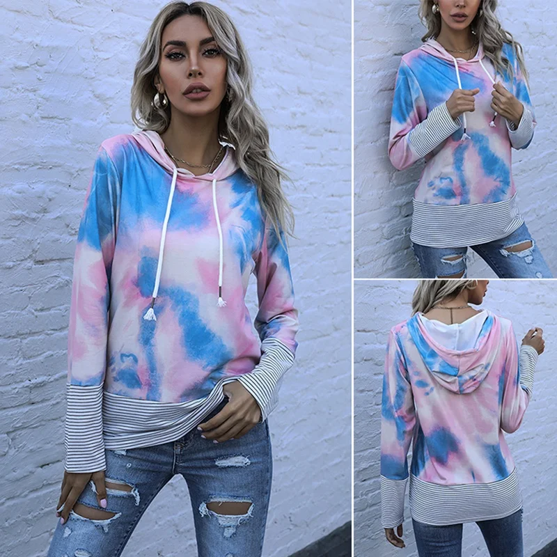 Autumn Womens Tie Dyeing Stripe Pullover Hoodies Casual Long Sleeve Round Collar Sweatshirt Loose Printed Tops
Autumn Womens Tie Dyeing Stripe Pullover Hoodies Casual Long Sleeve Round Collar Sweatshirt Loose Printed Tops