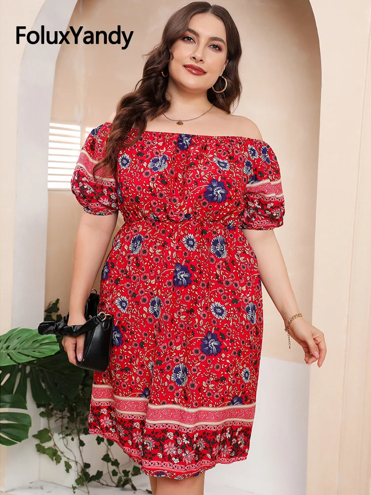 Slash Neck Women Bohemian Dress Plus Size Floral Slash Neck Loose Short Sleeve Summer Dress Knee Length MSFS30
Slash Neck Women Bohemian Dress Plus Size Floral Slash Neck Loose Short Sleeve Summer Dress Knee Length MSFS30