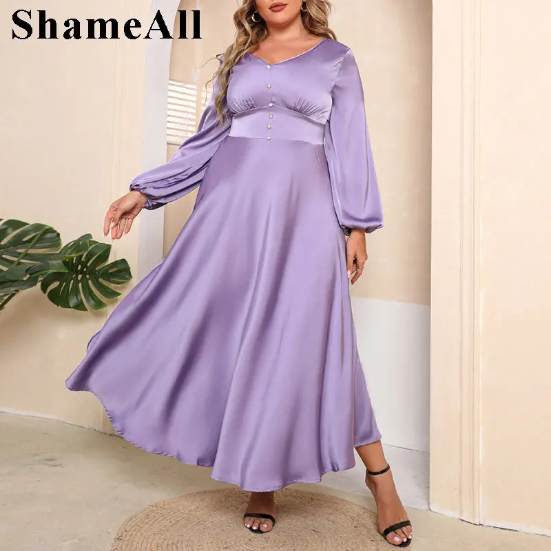Plus Size Luxury Purple High Waist Satin Dress 4xl Elegant Women Long Balloon Sleeve Pleated Maxi Dresses Mubarak Turkish Dress
Plus Size Luxury Purple High Waist Satin Dress 4xl Elegant Women Long Balloon Sleeve Pleated Maxi Dresses Mubarak Turkish Dress
