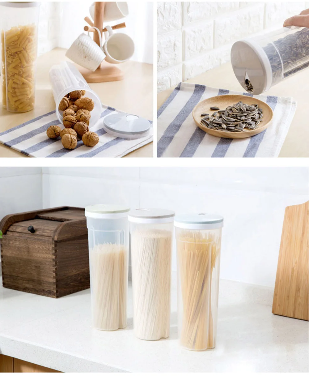 Portable Food Storage Box Sealed Containers Leakproof Storage Box Crisper For Cereal Spaghetti Noodle Pasta Grain For Kitchen
Portable Food Storage Box Sealed Containers Leakproof Storage Box Crisper For Cereal Spaghetti Noodle Pasta Grain For Kitchen