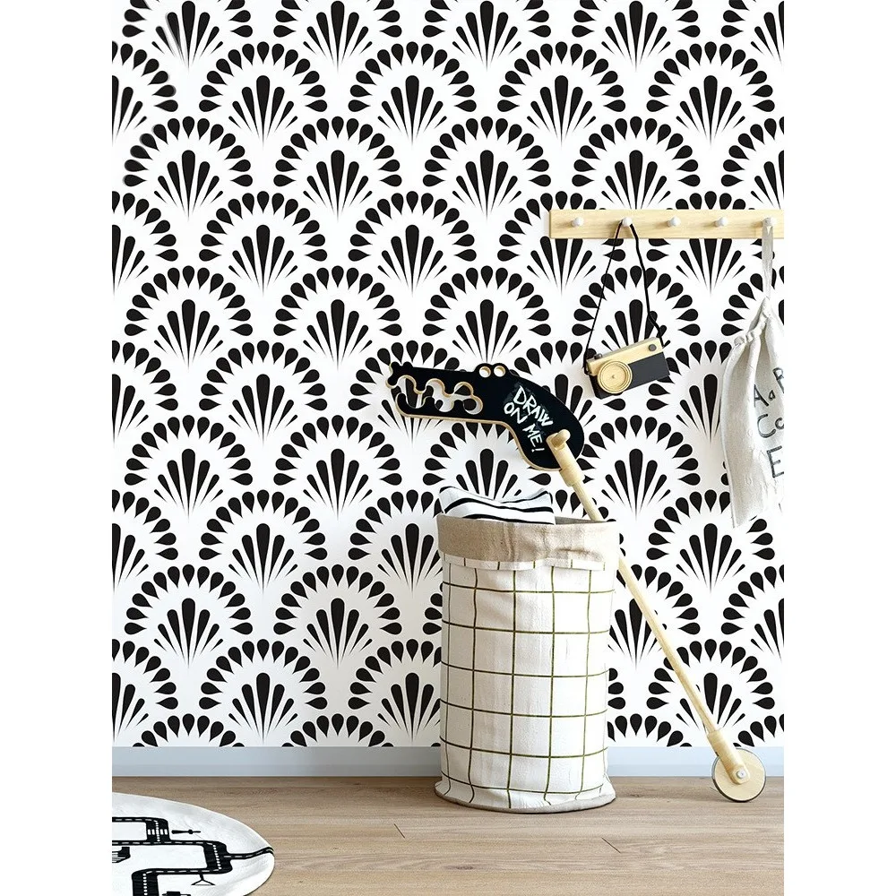 

6M3D Black Petal Pattern Wall Sticker Self-Adhesive Panel Waterproof Living Room Wallpaper Doors Cabinet Desktop Home Decoration