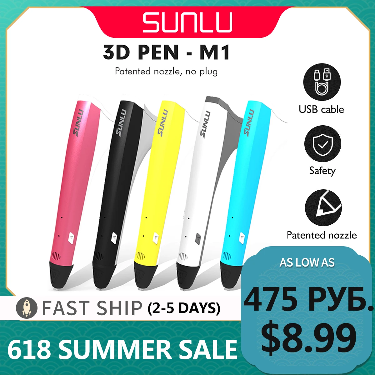 SUNLU M1 3D Pen 3D Prinitng Pen SL-400/400A /M1 Hot melt pen Easy Operat DIY Multi-function Educational Creative Toy Easy DIY
SUNLU M1 3D Pen 3D Prinitng Pen SL-400/400A /M1 Hot melt pen Easy Operat DIY Multi-function Educational Creative Toy Easy DIY