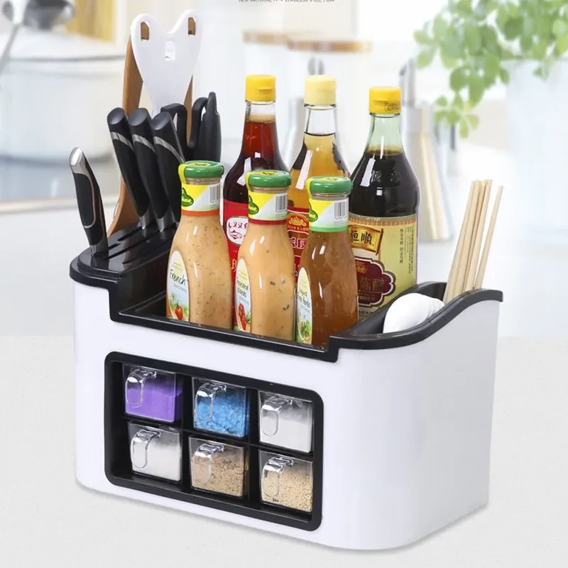 Kitchen Organizer Knife Spoon Utensil Holder & 6 Storage Box Spice Racks Containers for Countertop Multifunctional Utensils & Sp
Kitchen Organizer Knife Spoon Utensil Holder & 6 Storage Box Spice Racks Containers for Countertop Multifunctional Utensils & Sp
