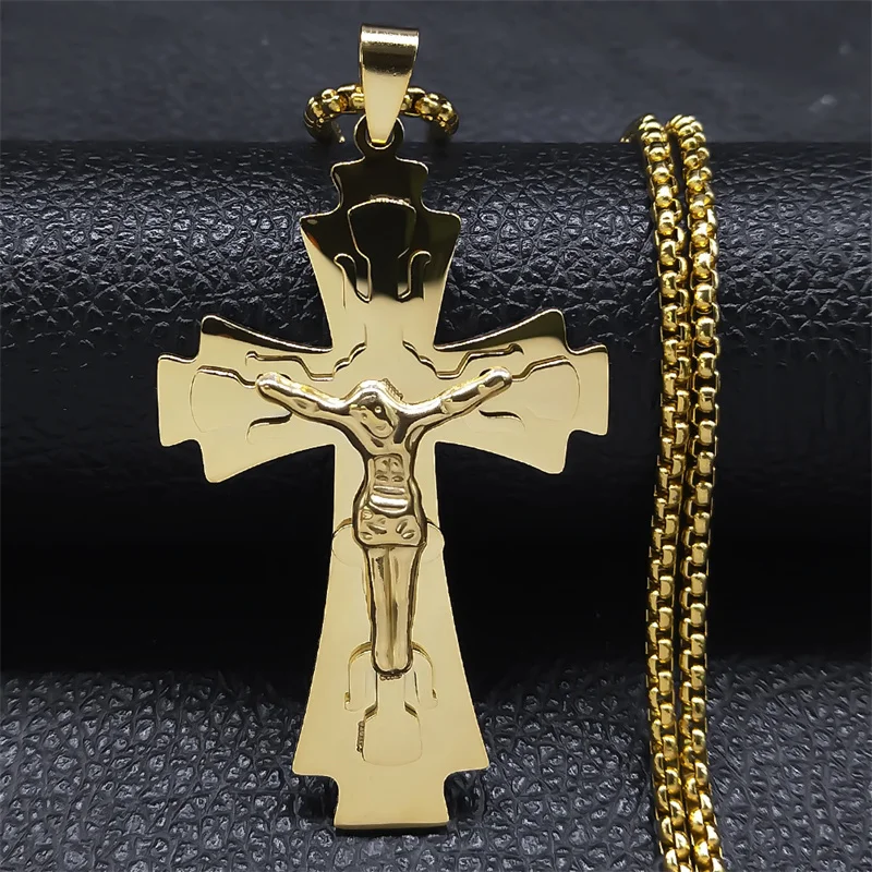 2023 Hip Hop Cross Stainless Steel Necklace Chain Men Women Golden Big Christian Pendant Necklace Jewelry Christmas Gift
2023 Hip Hop Cross Stainless Steel Necklace Chain Men Women Golden Big Christian Pendant Necklace Jewelry Christmas Gift