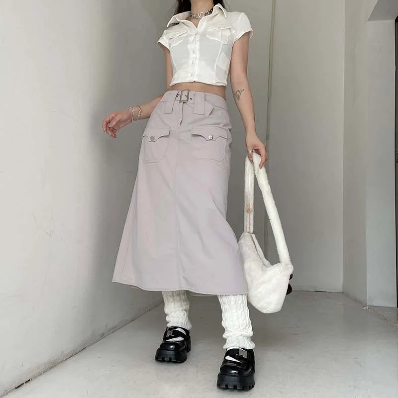 Combhasaki Vintage Cargo Long Skirt Sashes Harajuku Grunge Low Waist Split Skirt Pockets Y2K Aesthetic Retro Bottoms Streetwear
Combhasaki Vintage Cargo Long Skirt Sashes Harajuku Grunge Low Waist Split Skirt Pockets Y2K Aesthetic Retro Bottoms Streetwear