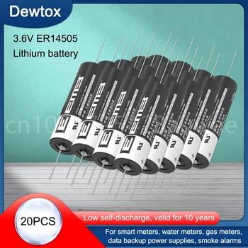 20PCS 3.6V ER14505 14505 Li-Ion Batteria with Pins for CNC Machine Tools Alarm Clock Gas Meter Touch Screen Replacement Battery