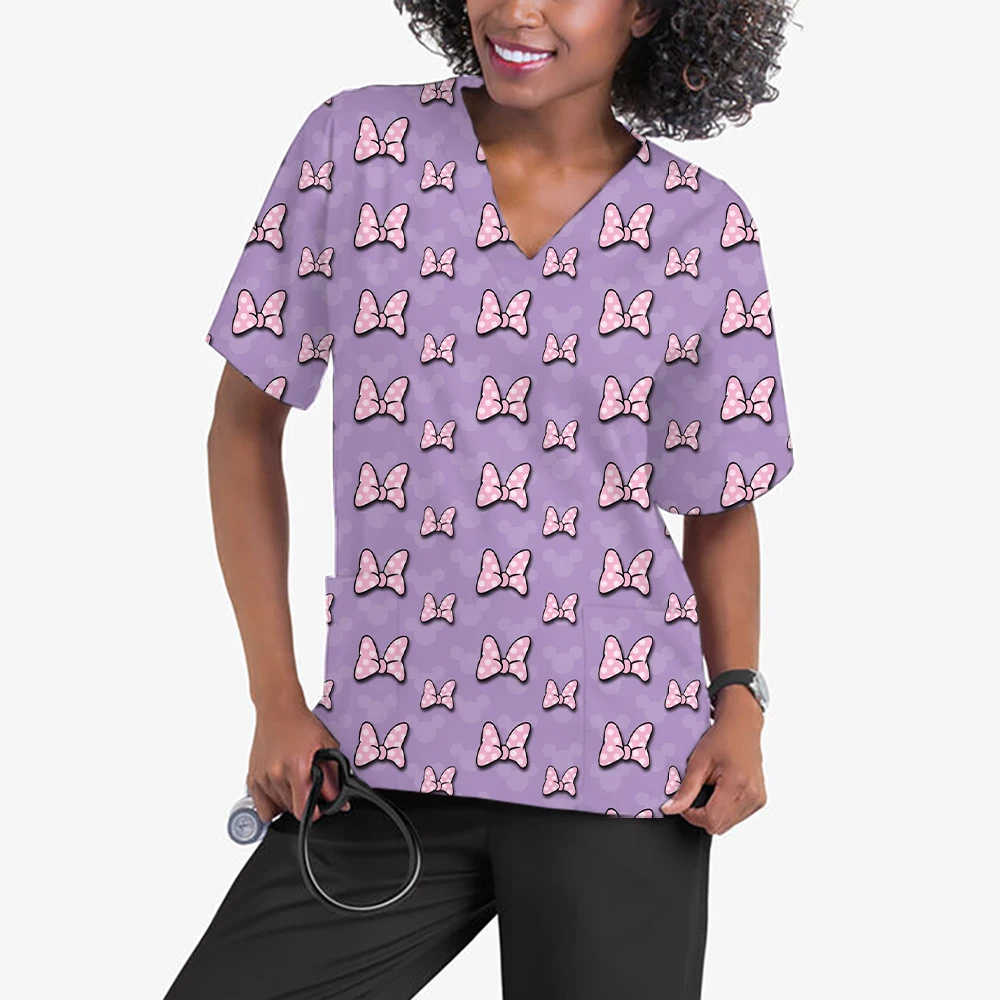 Clinical Uniform Nurse Uniform Women's Casual Disney Minnie Mouse Women's Print V Neck T-Shirt Loose Shirt Pocket Tops Uniform
Clinical Uniform Nurse Uniform Women's Casual Disney Minnie Mouse Women's Print V Neck T-Shirt Loose Shirt Pocket Tops Uniform