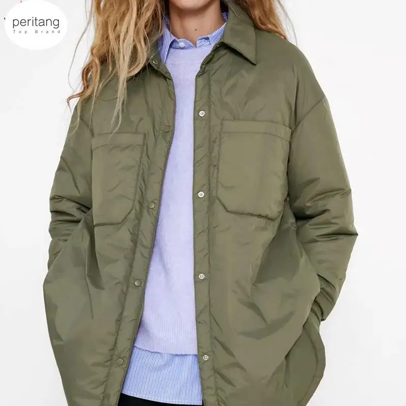 

Za Women's Shirts Jackets Thin Parka Oversize Shirt Coats Femme Armygreen Outerwear Coats Bf Long Sleeve Khaki Coat Trf 2023
