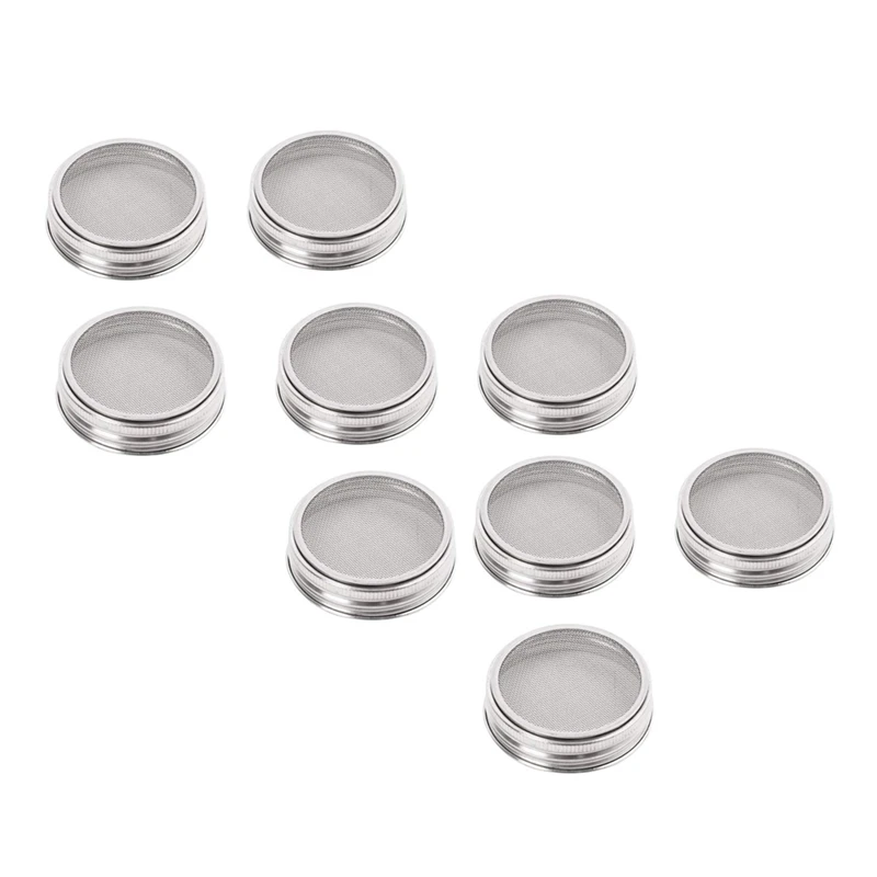 

HOT-9X Stainless Steel Sprouting Jar Lid Kit For Superb Ventilation Fit For Wide Mouth Mason Jars Canning Jars
