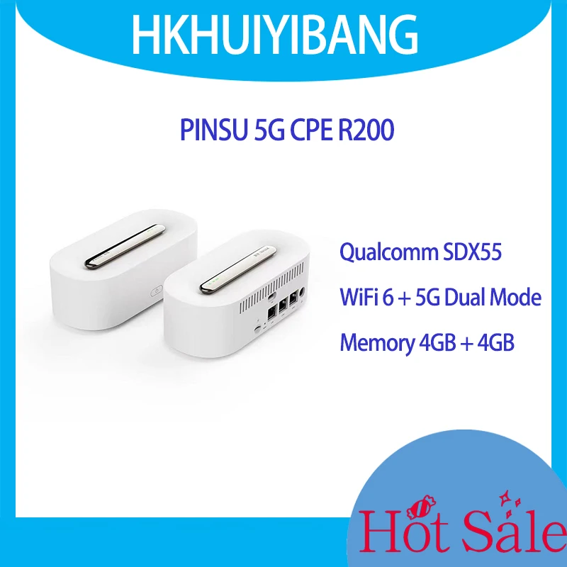 Original PINSU 5G CPE Router R200 SDX55 5G Sub-6 Gigabit Wireless SIM Router NSA+SA Mesh WiFi 5G Modem
Original PINSU 5G CPE Router R200 SDX55 5G Sub-6 Gigabit Wireless SIM Router NSA+SA Mesh WiFi 5G Modem