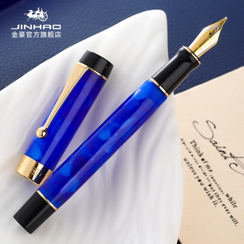 

JINHAO 100 Centennial Resin Fountain Pen Fine Nib Golden Clip Business Office Pen for Graduate Business, Box Option New