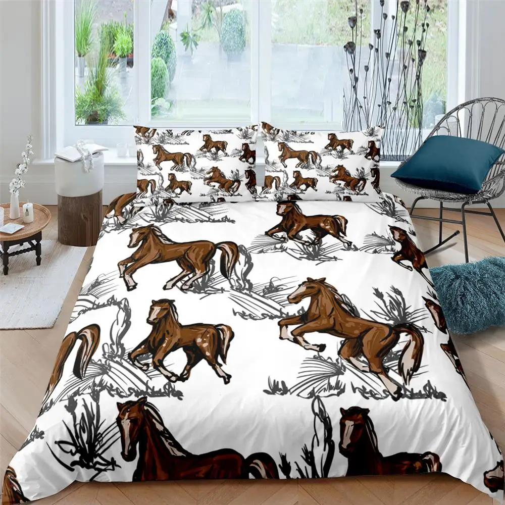 Animals Duvet Cover Set King Queen Single Size 2/3pcs Bedspread Horse Bedding Set Comfortable Quilt Covers Sets
Animals Duvet Cover Set King Queen Single Size 2/3pcs Bedspread Horse Bedding Set Comfortable Quilt Covers Sets