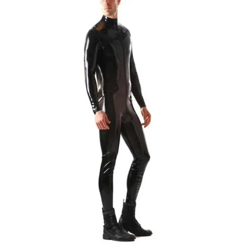Sexy Full Cover Handmade Unisex Latex Catsuit with Back Zipper Bodysuit for Men