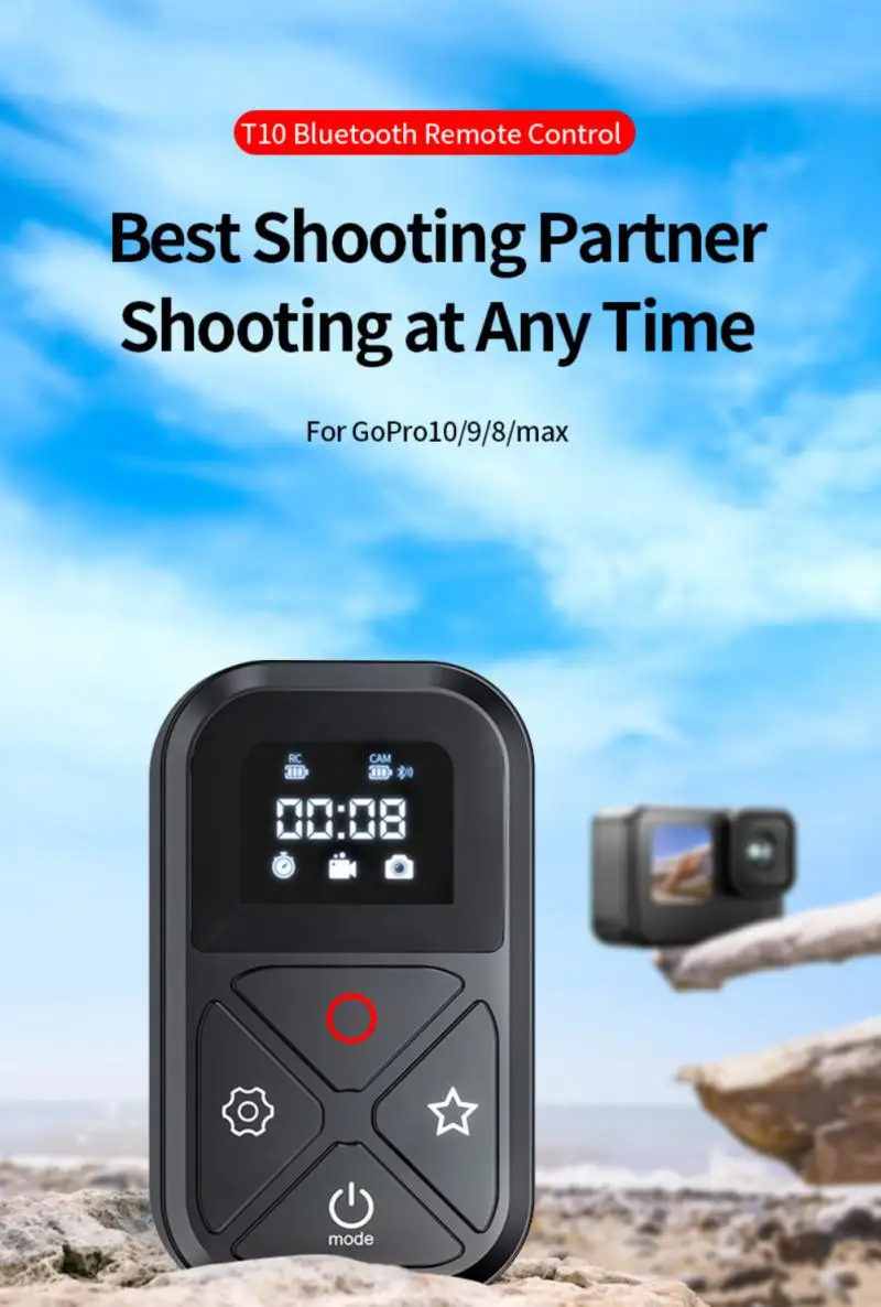 Bluetooth-compatible TELESIN T10 Remote Control For GoPro Hero 10 9 8 Max Waterproof Gopro10 Remote With Stick Mount And Wrist
Bluetooth-compatible TELESIN T10 Remote Control For GoPro Hero 10 9 8 Max Waterproof Gopro10 Remote With Stick Mount And Wrist