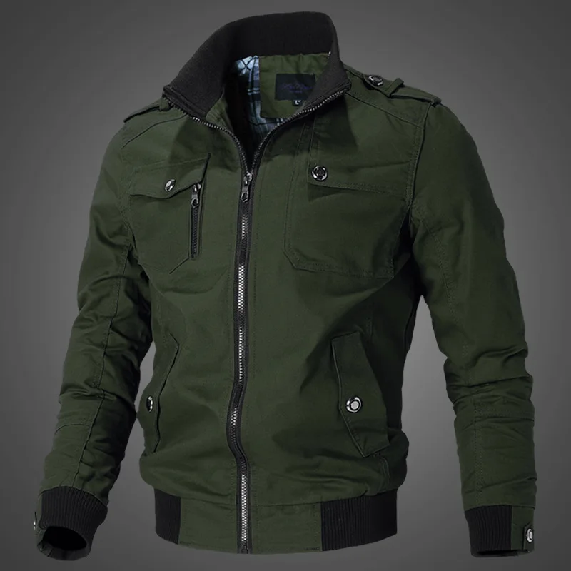 

Куртка-бомбер мужская, модная Повседневная ветровка, пальто, облегающая верхняя одежда в стиле милитари, с воротником-стойкой, весна-осень