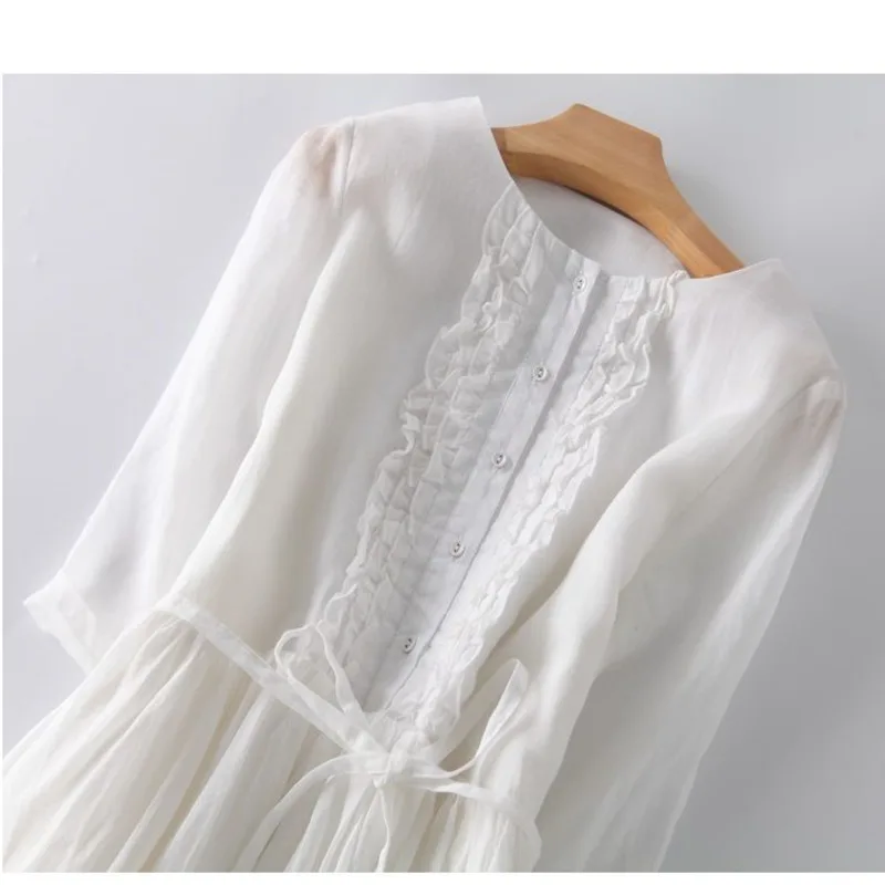 Round Neck White Summer Dresses Casual Dress For Women Long Fairy Girl Lace Up Waist Medium Elegant Office Lady Boho Beach Wear
Round Neck White Summer Dresses Casual Dress For Women Long Fairy Girl Lace Up Waist Medium Elegant Office Lady Boho Beach Wear
