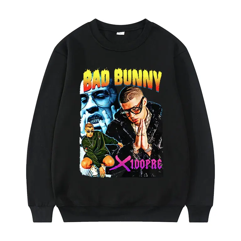Hip Hop Singer Bad Bunny Unisex Harajuku Brand Sweatshirt Regular Mens Vintage Pullovers Men Women Fashion Oversized Pullover
Hip Hop Singer Bad Bunny Unisex Harajuku Brand Sweatshirt Regular Mens Vintage Pullovers Men Women Fashion Oversized Pullover