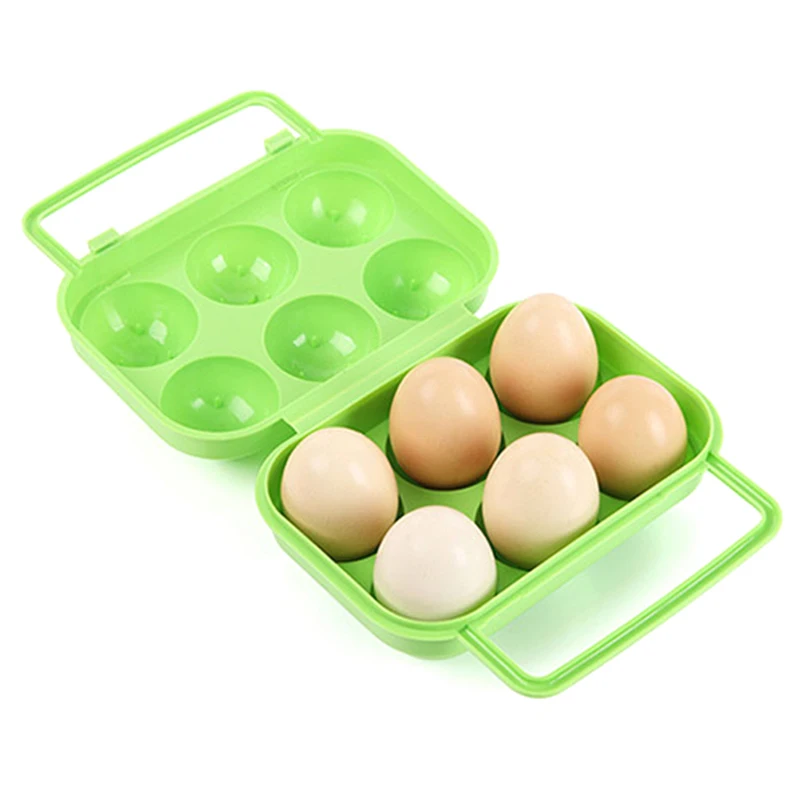 

Portable Egg Carrier Holder Outdoor Shockproof Egg Tray 6 Eggs Container Case Egg Storage Box Outdoor Picnic BBQ Tableware