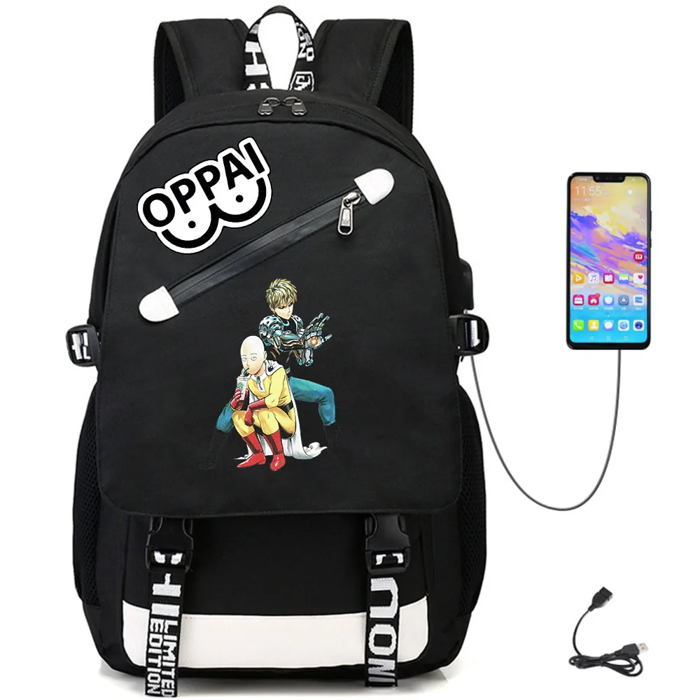 

Anime ONE PUNCH-MAN USB Port Backpack Bag Travel School Students BookBag Mochila With Free Lock