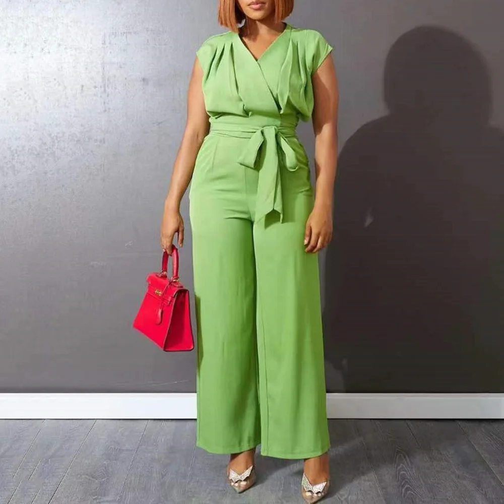 Elegant Long Women's Overalls Summer Short Sleeve Wide Leg Pants Fashion Office Lady OL Clothes Casual Loose Female Jumpsuits
Elegant Long Women's Overalls Summer Short Sleeve Wide Leg Pants Fashion Office Lady OL Clothes Casual Loose Female Jumpsuits