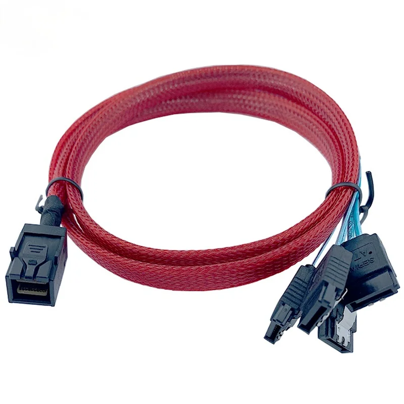 Built-in Mini Sas Hd SFF-8643 To 4 SATA Storage Hard Drives Red Braided Network Data Cable Server Cable
Built-in Mini Sas Hd SFF-8643 To 4 SATA Storage Hard Drives Red Braided Network Data Cable Server Cable