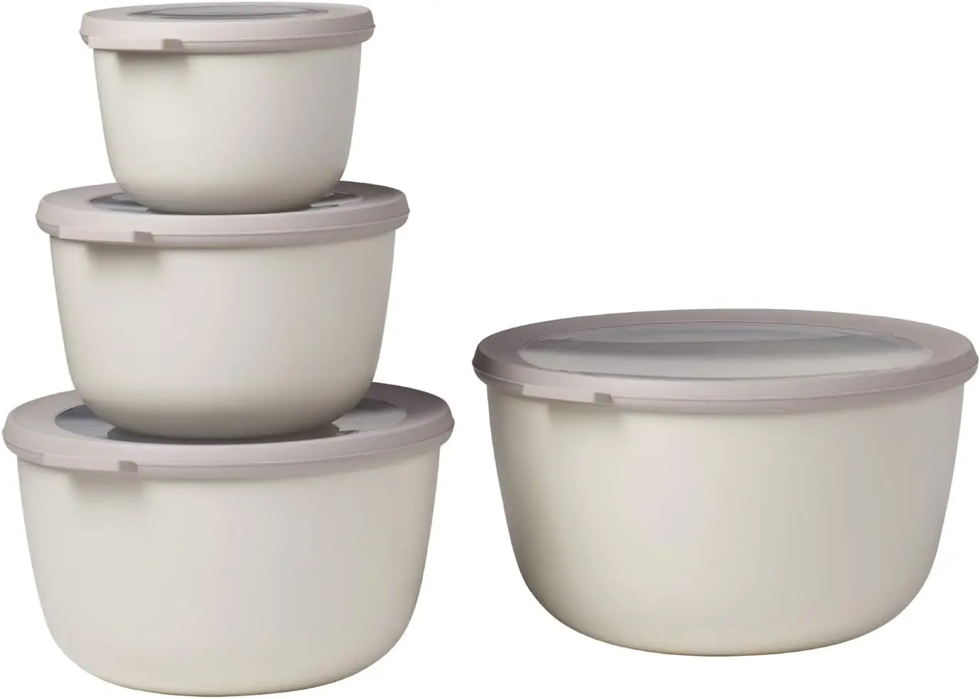 

Cirqula Set of 4 Multi Food Storage and Serving Bowls with Lids, Food Prep Containers, Deep, Nordic White,1 each (17oz, 34oz, 6