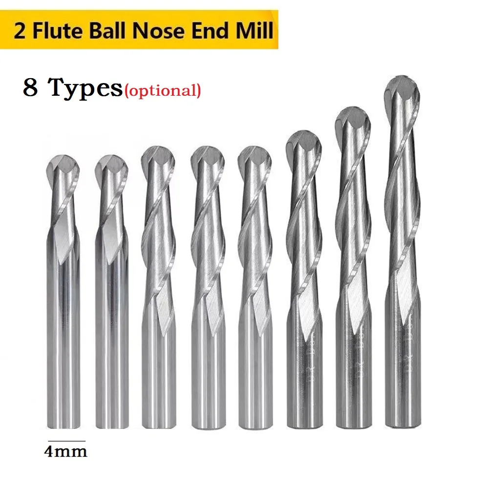 4mm Shank Double Edge Milling Cutter Solid Carbide Spiral 2 Flutes Ball Nose End Mill Cutter For PVC Density Board Engraving Bit
4mm Shank Double Edge Milling Cutter Solid Carbide Spiral 2 Flutes Ball Nose End Mill Cutter For PVC Density Board Engraving Bit