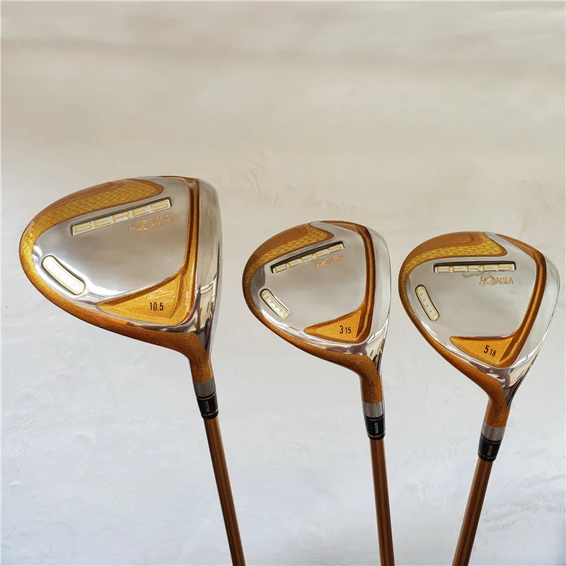 

Men’s Golf clubs HONMA S-07 4 Star Gold color Golf driver 9.5or10.5 Golf Driver and Fairway Woods Graphite shaft R/S flex