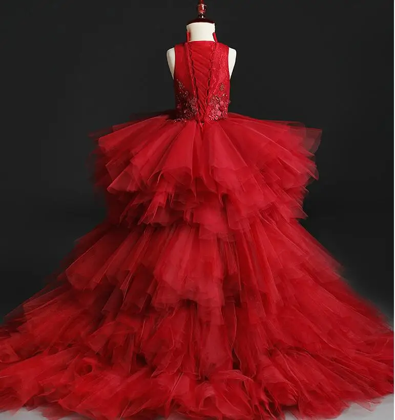 Appliques Tulle Kids Party Evening Gowns Long Trailing Lace Ball Gown Flower Girl Dresses For Weddings First Communion Clothes
Appliques Tulle Kids Party Evening Gowns Long Trailing Lace Ball Gown Flower Girl Dresses For Weddings First Communion Clothes
