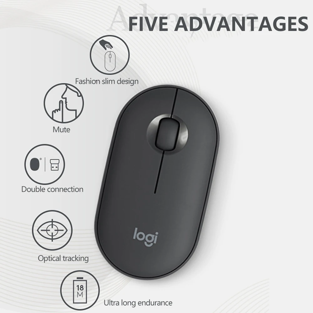 Мышь Logitech Pebble M350 Бесшумная тонкая оптическая для ПК, 1000 DPI, 3 кнопки, Bluetooth, совместима с USB нано-приемником
Мышь Logitech Pebble M350 Бесшумная тонкая оптическая для ПК, 1000 DPI, 3 кнопки, Bluetooth, совместима с USB нано-приемником