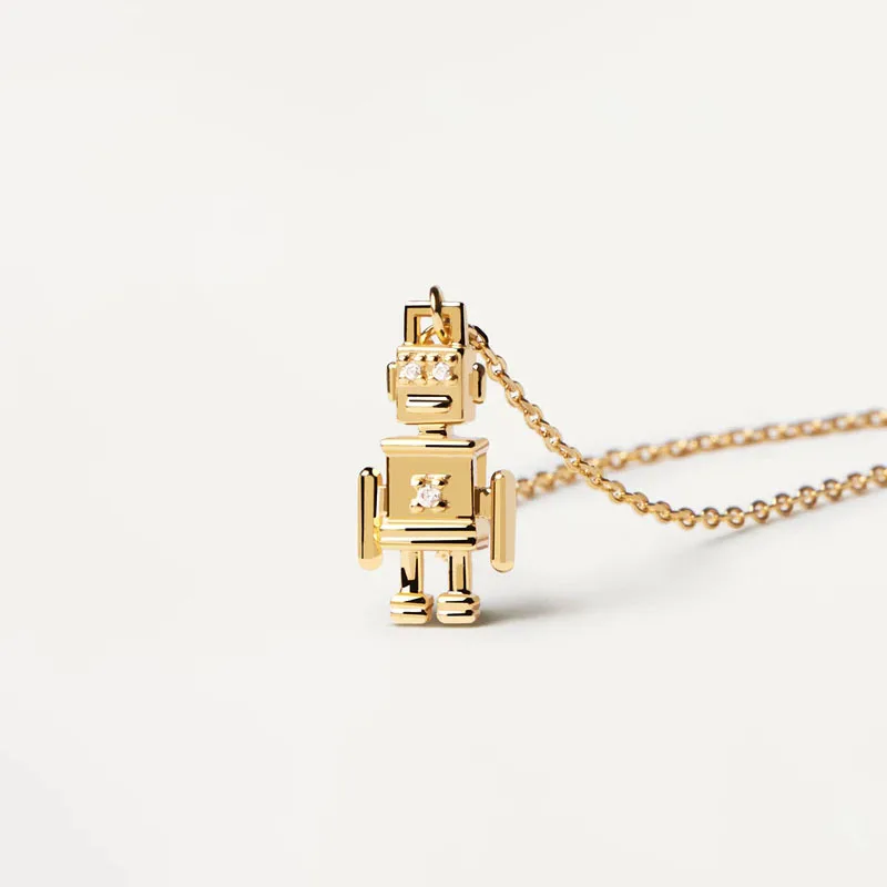 Temperament gift customized PD new robot pendant 925 silver plated 18k gold niche necklace
Temperament gift customized PD new robot pendant 925 silver plated 18k gold niche necklace