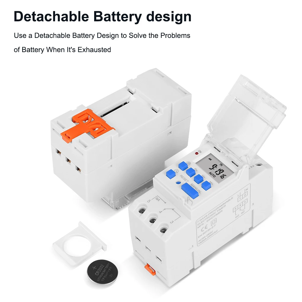 Weekly 7 Days Programmable Electronic Digital Industrial Time Switch Relay Timer Control AC220V/110V/24V/12V 16A Din Rail Mount
Weekly 7 Days Programmable Electronic Digital Industrial Time Switch Relay Timer Control AC220V/110V/24V/12V 16A Din Rail Mount