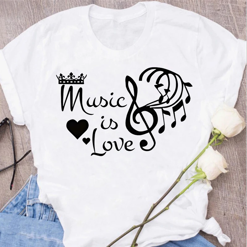 Women T Shirt Funny Music Notes Heartbeat Printing T-shirts Short Sleeve 90s Print Lady Womens Graphic Top Shirt Female
Women T Shirt Funny Music Notes Heartbeat Printing T-shirts Short Sleeve 90s Print Lady Womens Graphic Top Shirt Female