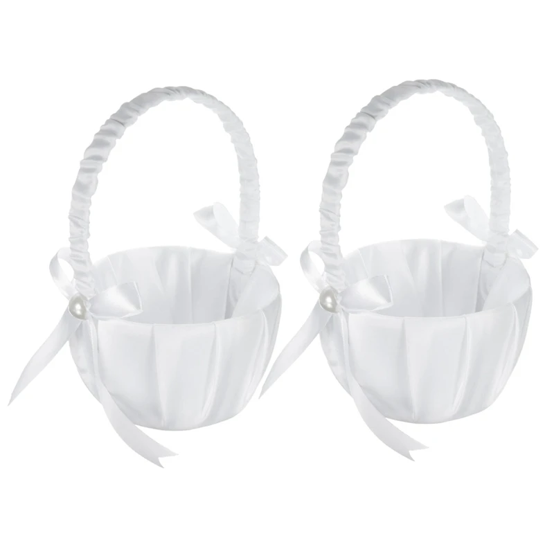 2 Pack Wedding Satin Flower Basket,Romantic Bowknot Party Rose Flower Girl Basket
2 Pack Wedding Satin Flower Basket,Romantic Bowknot Party Rose Flower Girl Basket