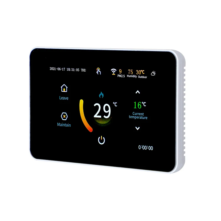Tuya Smart Home Temperature Humidity PM2.5 LCD Display Digital Programmable Controller WiFi Thermostat for Floor Heating
Tuya Smart Home Temperature Humidity PM2.5 LCD Display Digital Programmable Controller WiFi Thermostat for Floor Heating