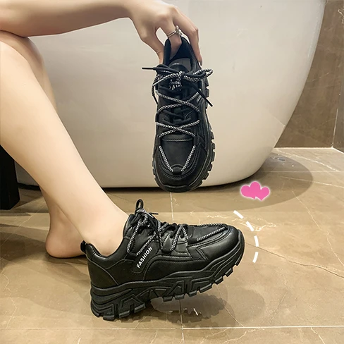 2022 Women Platform Increased Shoes Student Daddy Shoes Lace-up Women's Sports Shoes Spring Autumn Breathable Sneakers Woman
2022 Women Platform Increased Shoes Student Daddy Shoes Lace-up Women's Sports Shoes Spring Autumn Breathable Sneakers Woman