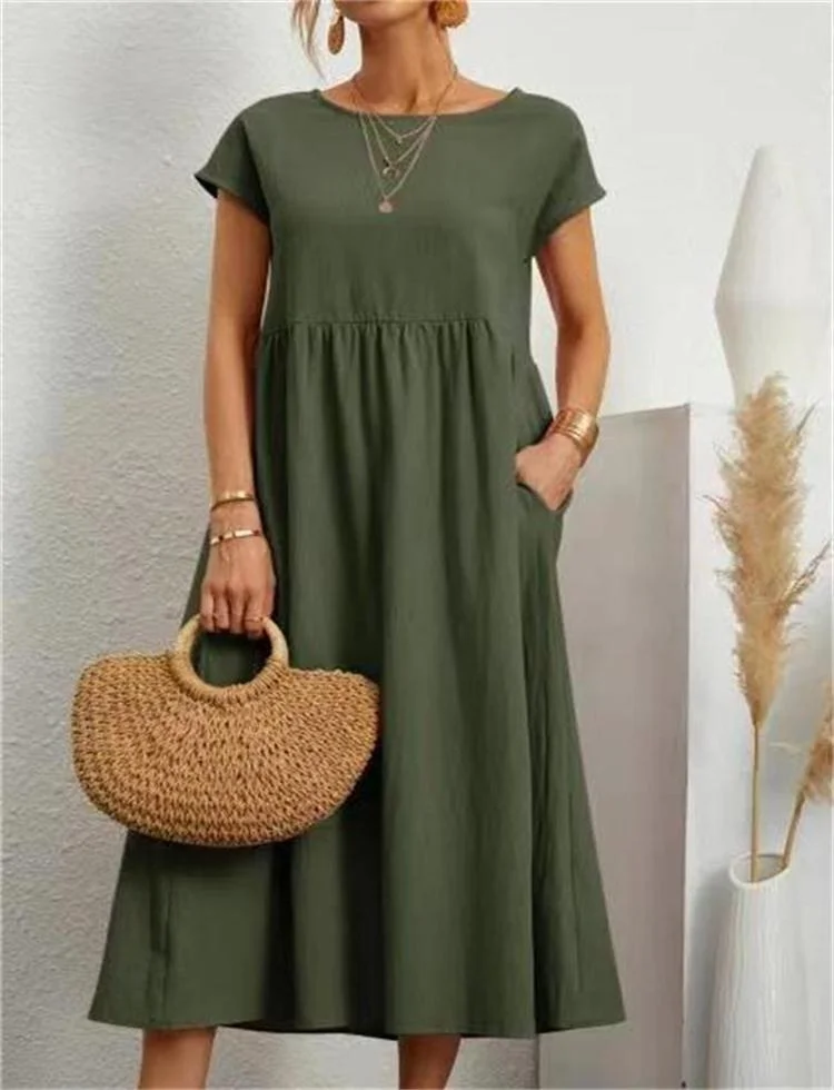 Sleeveless Summer Women Loose Pocket Cotton Dress Female Elegant Solid Color Pocket Loose Dresses For Women
Sleeveless Summer Women Loose Pocket Cotton Dress Female Elegant Solid Color Pocket Loose Dresses For Women