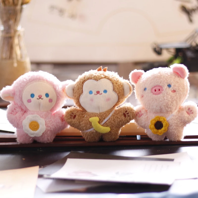 

Rabbit Sheep Monkey Pig Plush Doll Cute Animals Doll Stuffed Doll Toy key chain Bag pendant Decoration Accessories