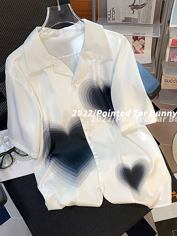 Fashion Women's Short Sleeve Shirts Korean Loose 2022 Summer Fashion Harajuku Heart Pirnted Casual Streetwear Female Blouse Top
Fashion Women's Short Sleeve Shirts Korean Loose 2022 Summer Fashion Harajuku Heart Pirnted Casual Streetwear Female Blouse Top